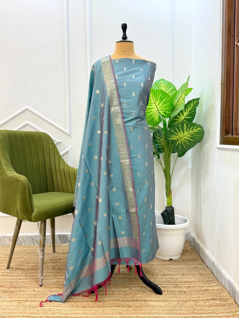 EXCLUSIVE BANARASI KATAN SILK SUIT WITH DUPATTA (BKSSYS15)