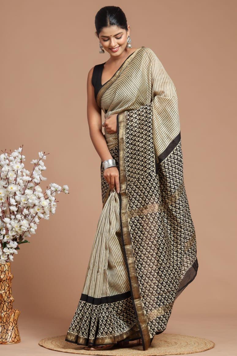 EXCLUSIVE HAND BLOCK PREMIUM MAHESWARI SILK SAREE ( MSYS51)