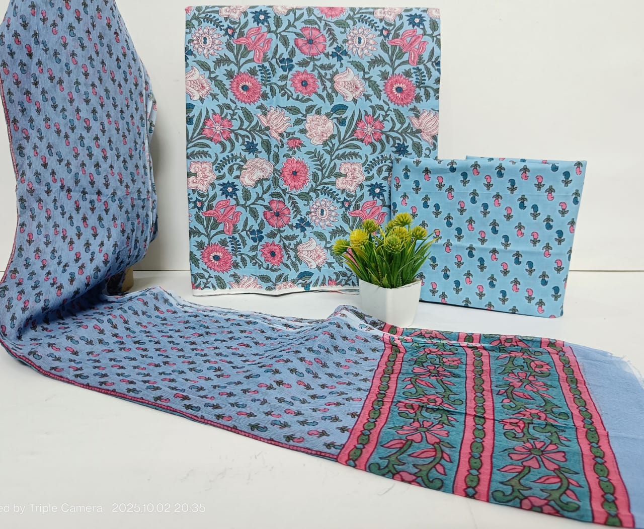 DESIGNER HAND BLOCK PRINT PURE COTTON SUIT WITH CHIFFON DUPATTA (PCHFYS60)