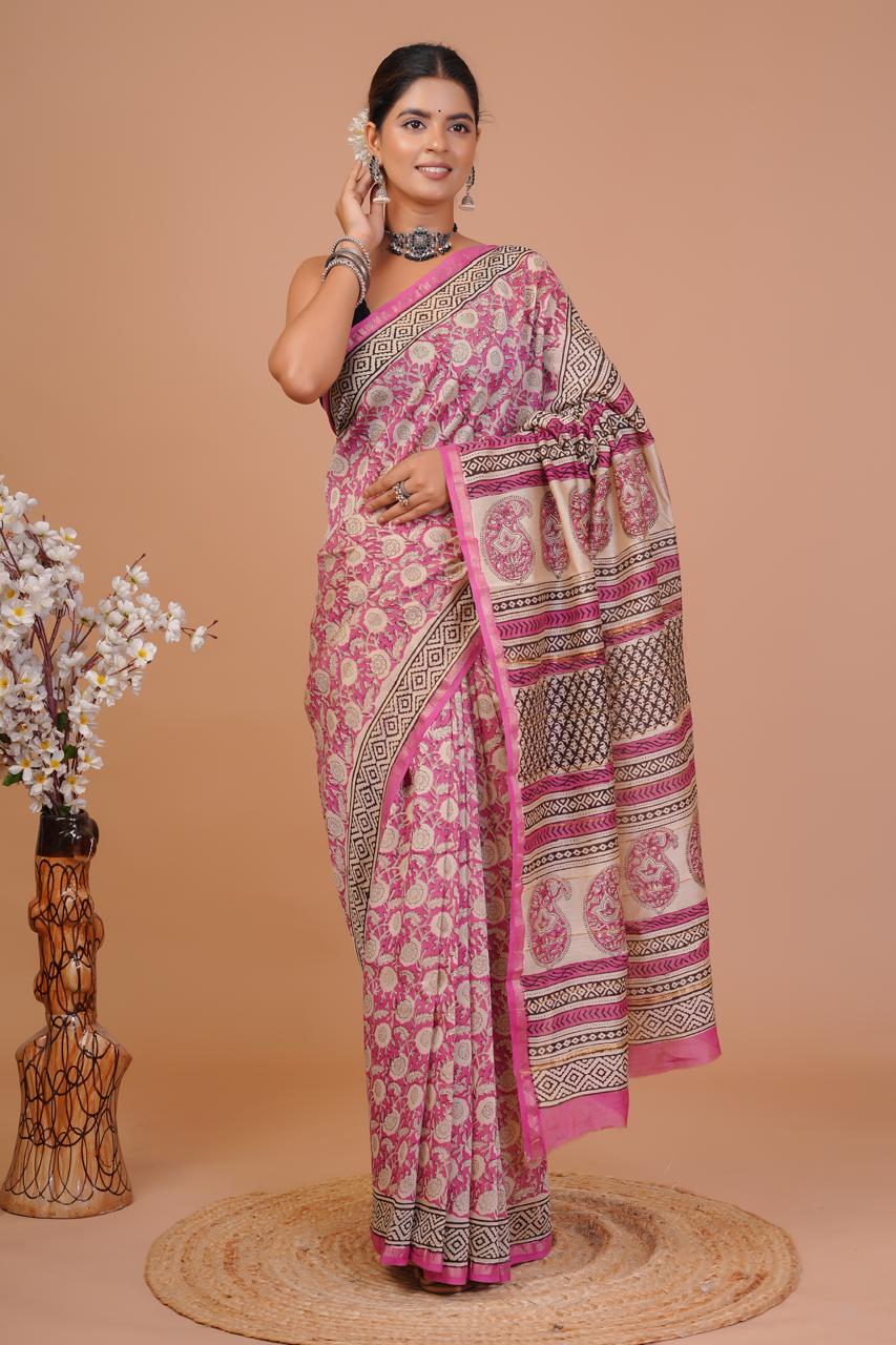 EXCLUSIVE HAND BLOCK PREMIUM CHANDERI SILK SAREE (CHDSYS18)