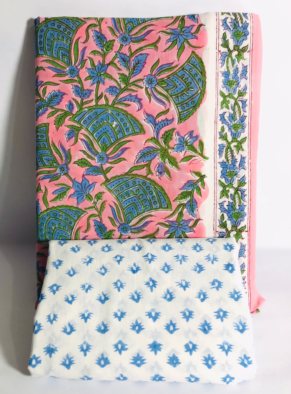 Traditional Hand block print Cotton top and bottom set (2PCYS62)