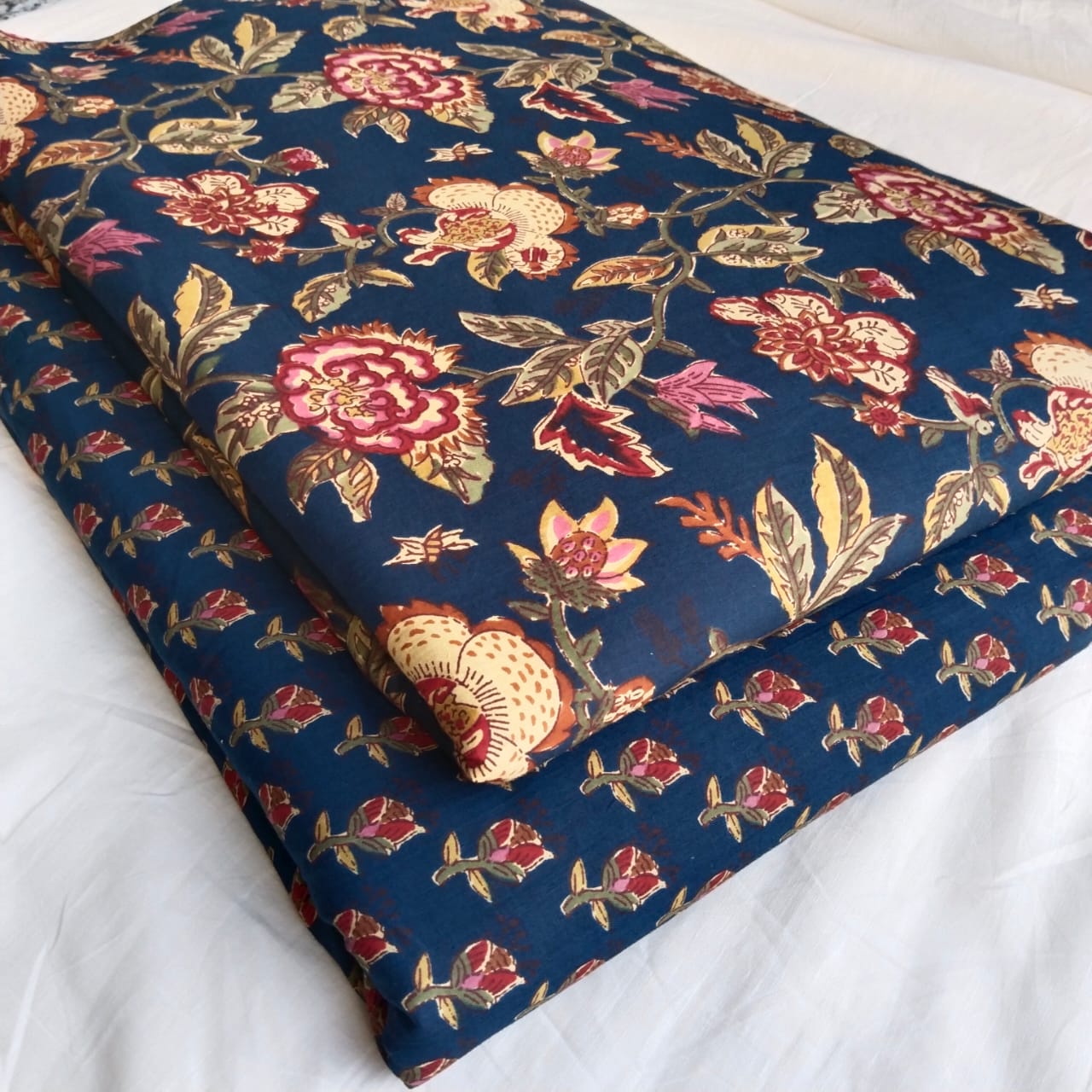 Hand block print Cotton top and bottom set (2PCYS44)