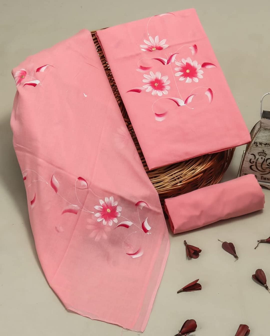 Designer Hand Block Print Pure Cotton Suit with Cotton Mulmul Dupatta (MALYS10)
