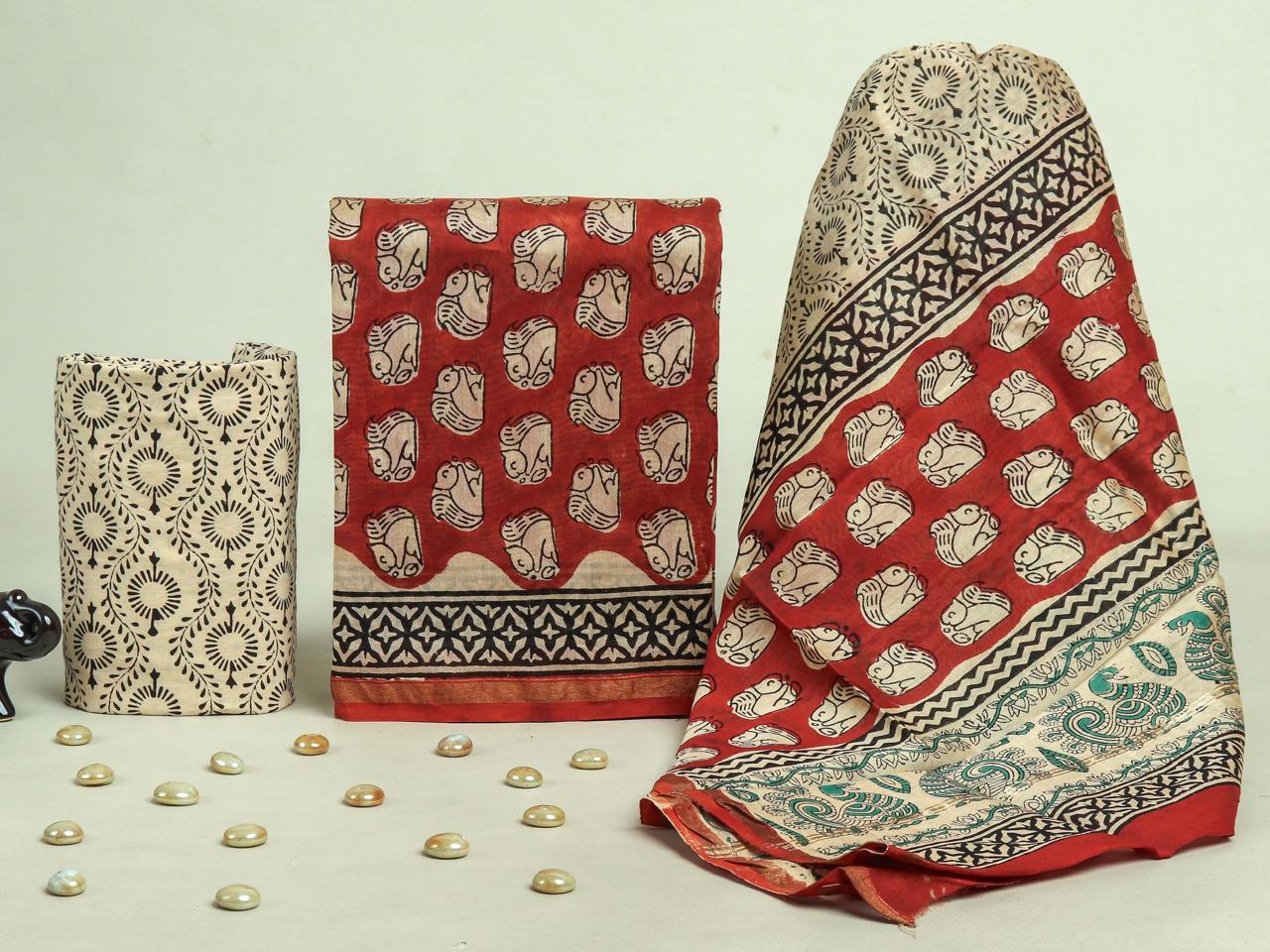 Designer Hand Block Print Chanderi Silk Suit set with Premium Chanderi Dupatta (CHDYS09)