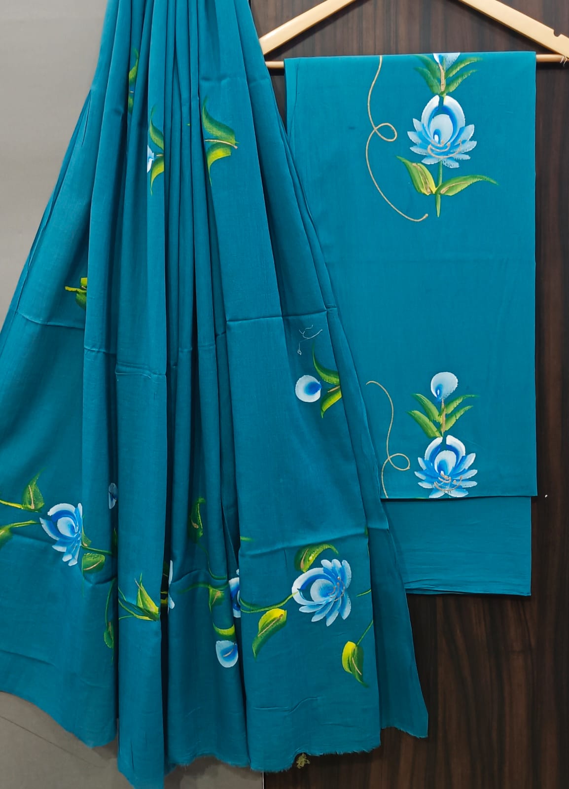 DESIGNER HAND BLOCK PRINT PURE COTTON SUIT WITH MULMUL DUPATTA (MALYS97)