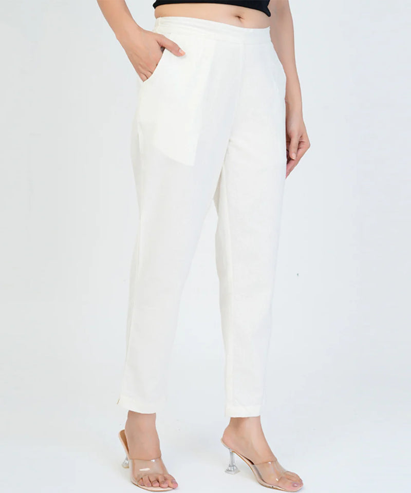 Off White Cotton Pant (SAYS13)