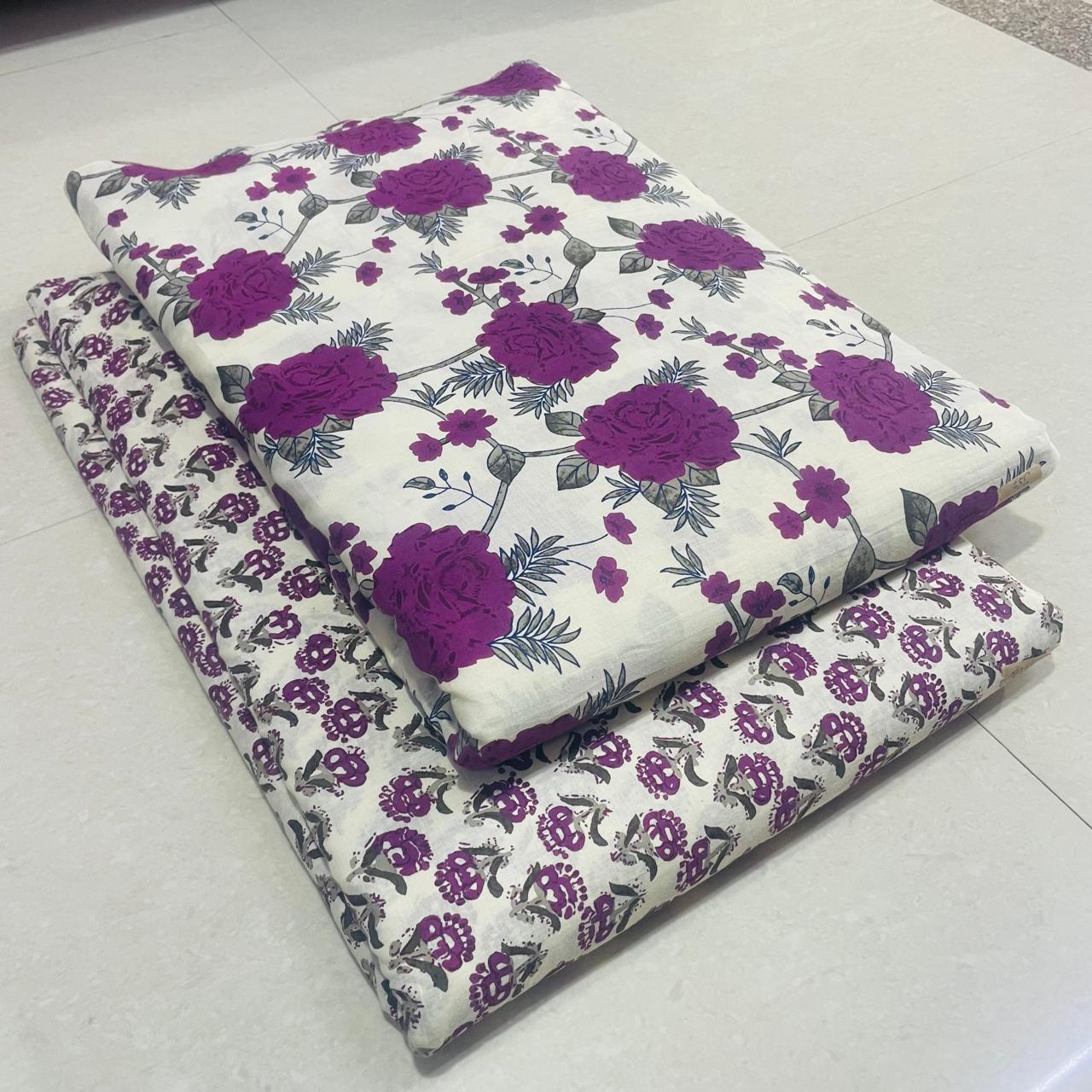 Traditional flowers print Cotton top and bottom set (2PCYS46)