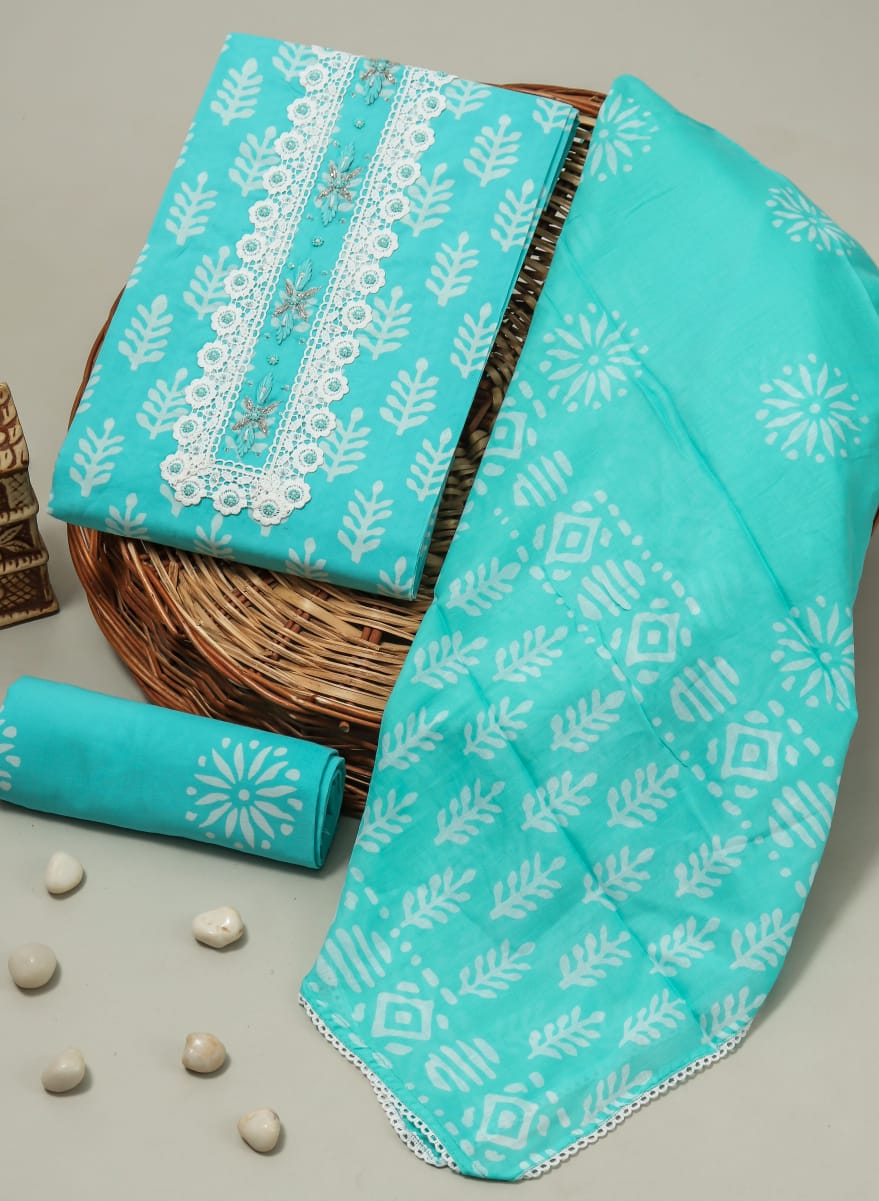 Elegant Floral Print Gota Work Suit with Muluml Dupatta (GOTAYS03)