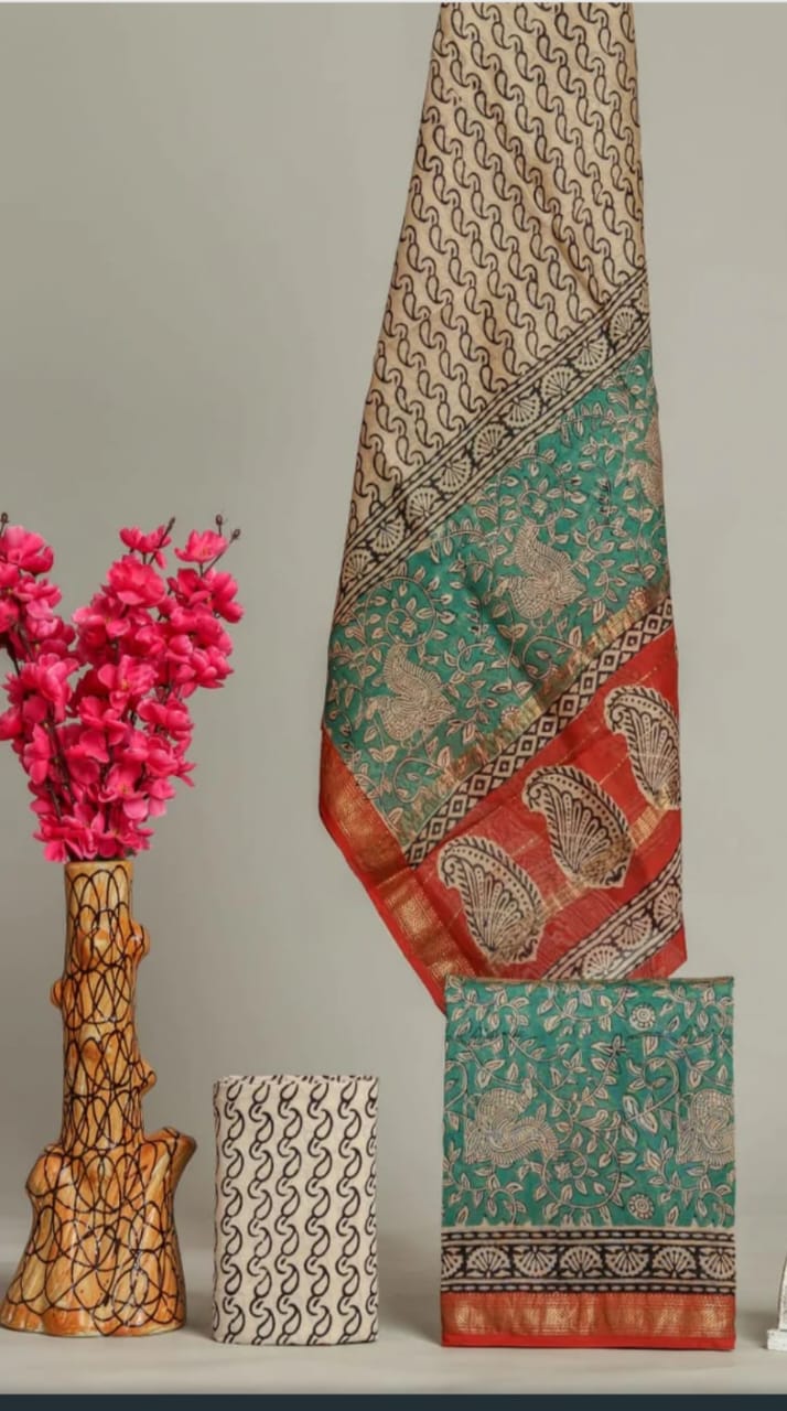 TRADITIONAL HAND BLOCK PRINT MAHESHWARI SILK SUIT WITH MAHESHWARI SILK DUPATTA (MSLYS163)
