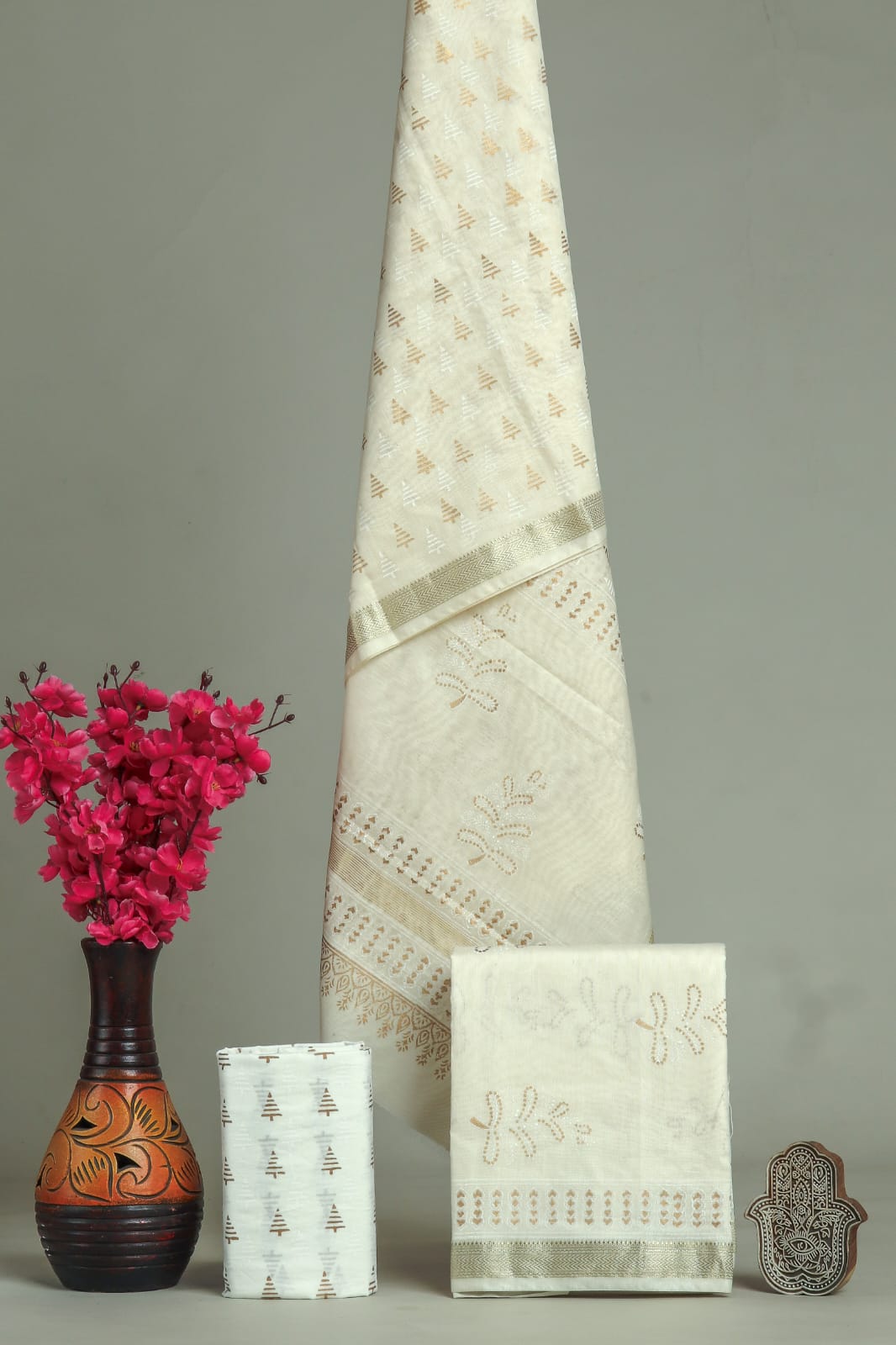 EXCLUSIVE HAND BLOCK PRINT MAHESHWARI SILK SUIT WITH MAHESHWARI SILK DUPATTA (MSLYS138)