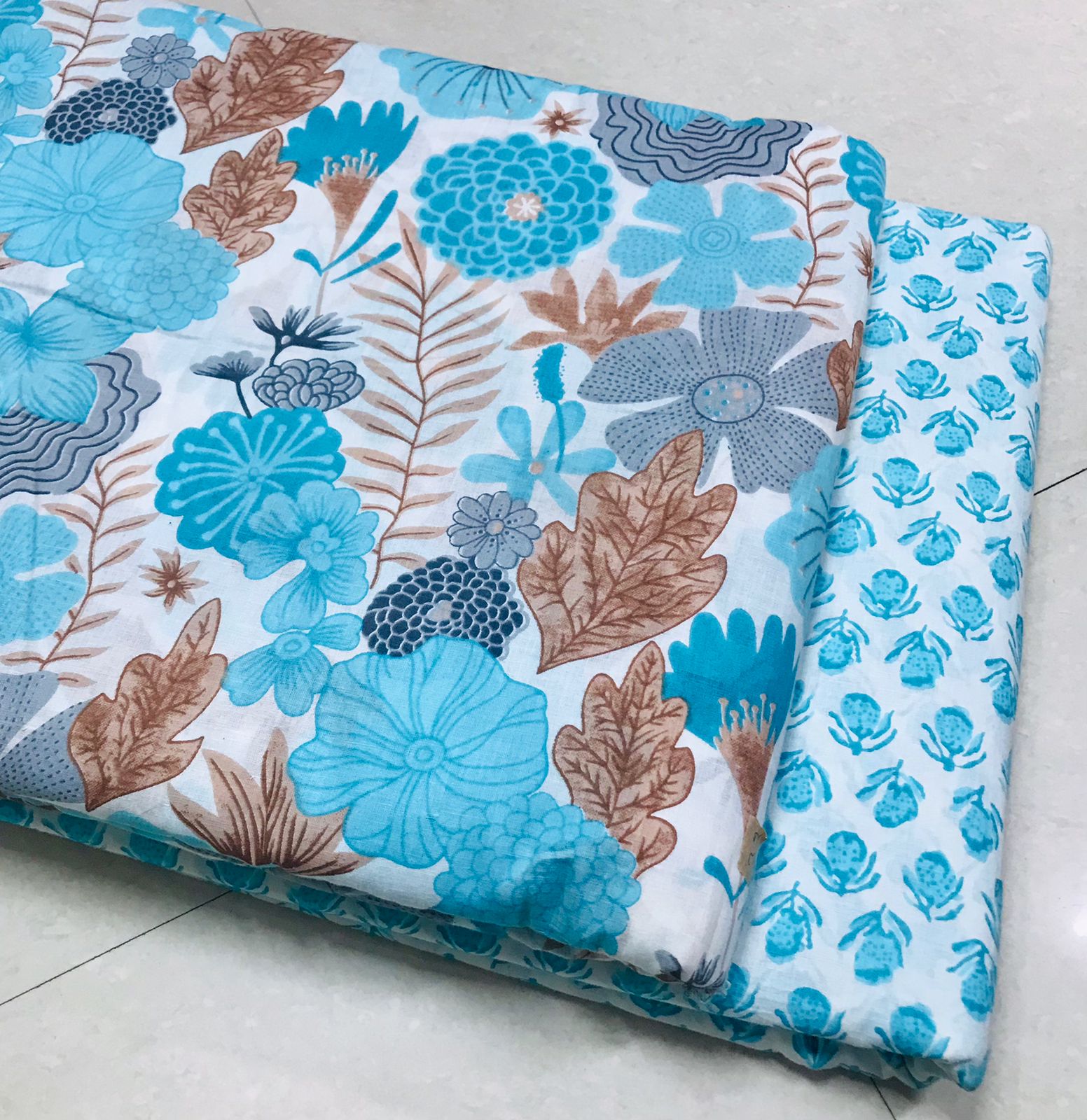 Traditional Hand Block print Cotton top and bottom set (2PCYS151)