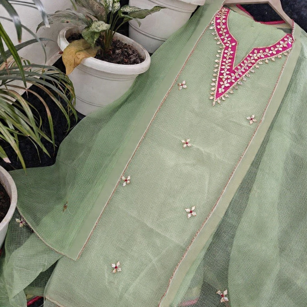 YUVI STYLE FULL KOTA DORIYA TOP AND DUPTTA SUIT WITH GOTA PATTI WORK (FKDYS92)