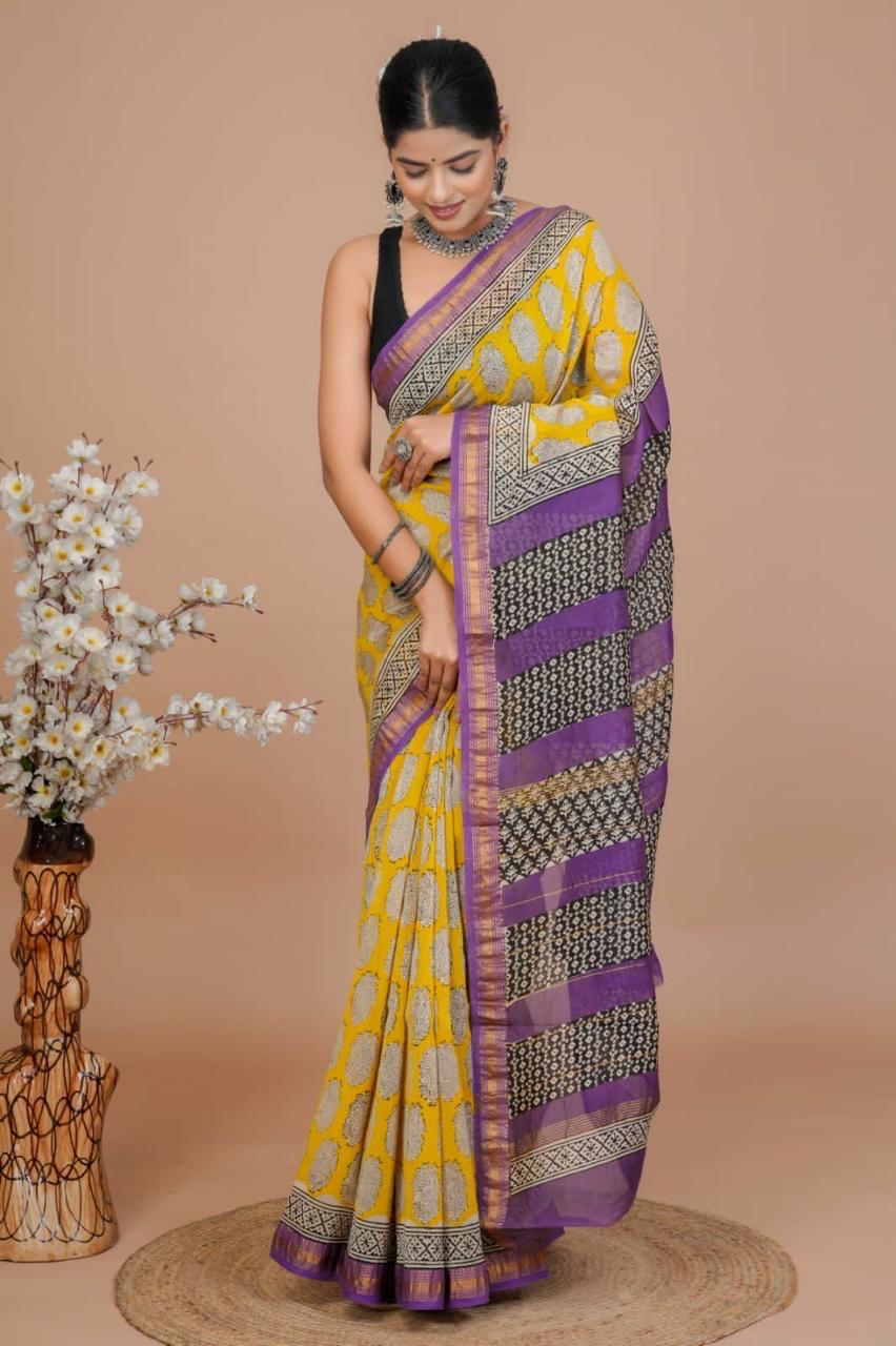 EXCLUSIVE HAND BLOCK PREMIUM MAHESWARI SILK SAREE ( MSYS47)