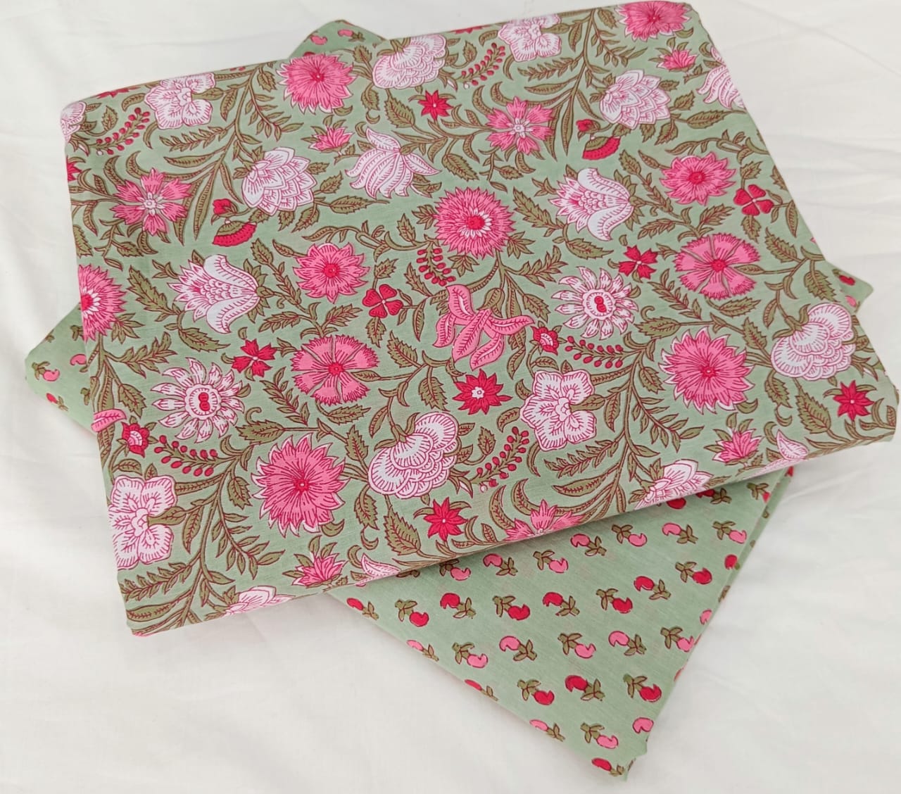 Traditional Hand block print Cotton top and bottom set (2PCYS89)