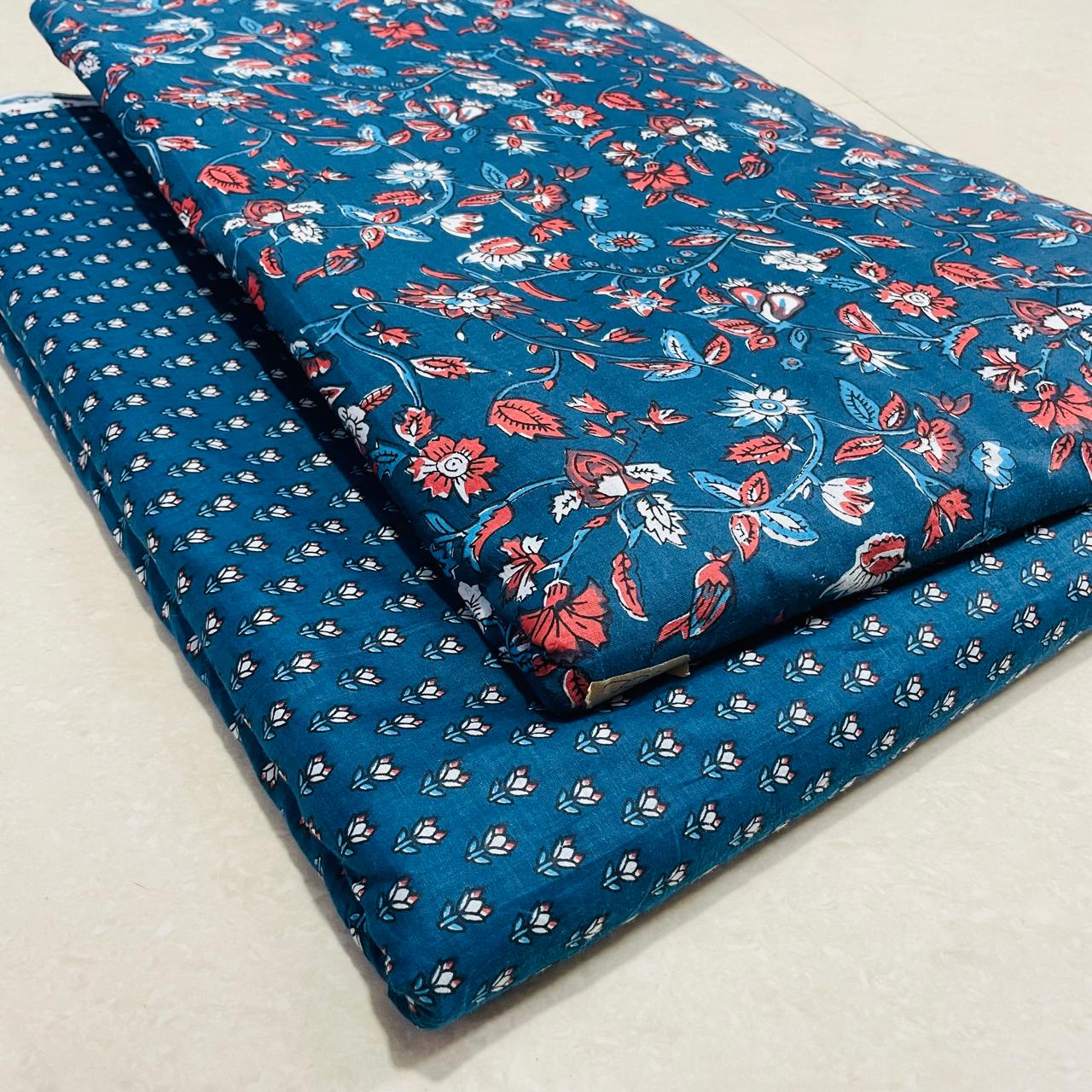 Traditional Hand block print Cotton top and bottom set (2PCYS100)