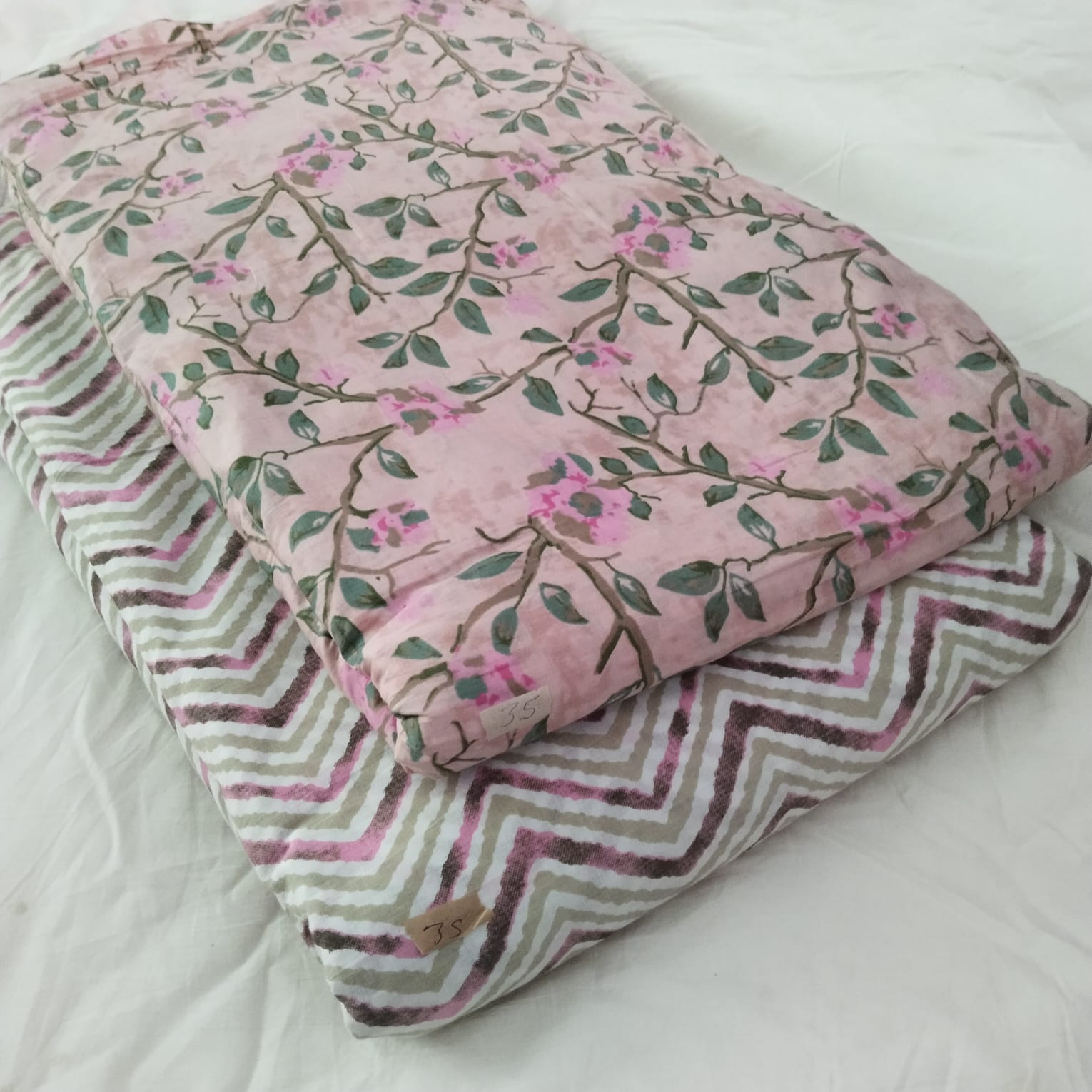 Hand block print Cotton top and bottom set (2PCYS52)