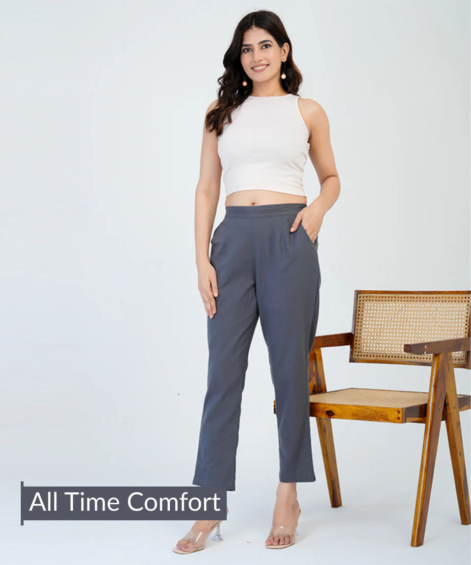 Cement Grey Cotton Pant (SYAS19)