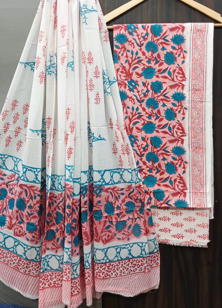 EXCLUSIVE HAND BLOCK PRINT PURE COTTON SUIT WITH MULMUL DUPATTA (MALYS128)