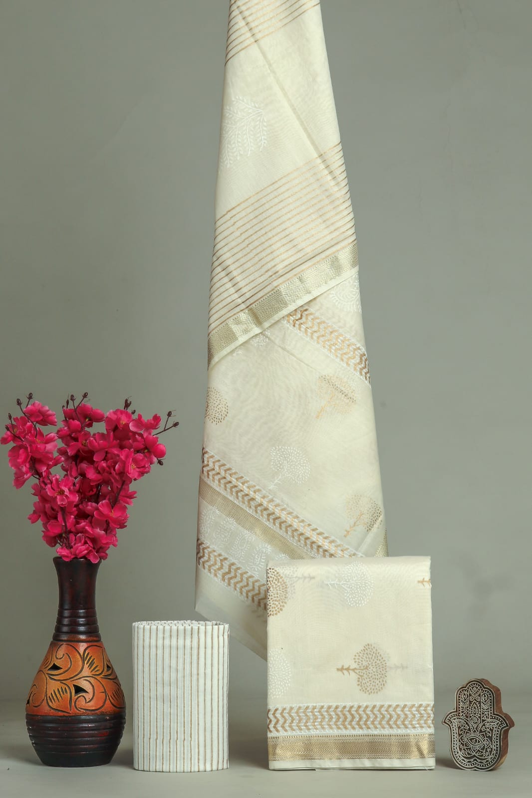 DESIGNER HAND BLOCK PRINT MAHESHWARI SILK SUIT SET (MSLYS161)