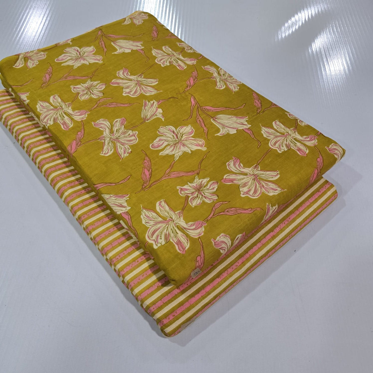 Traditional Hand block print Cotton top and bottom set (2PCYS93)