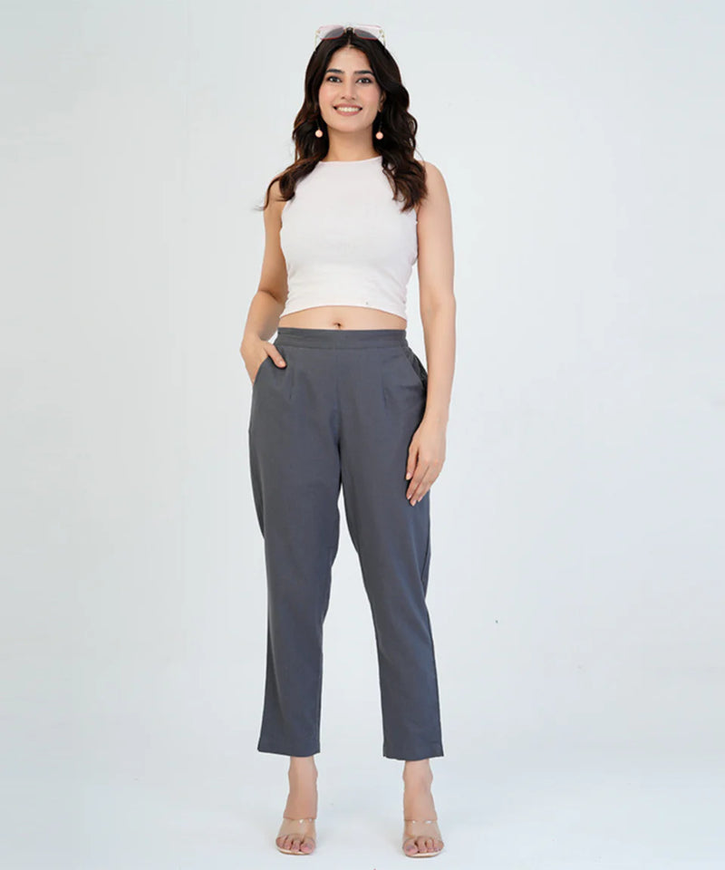 Cement Grey Cotton Pant (SYAS19)