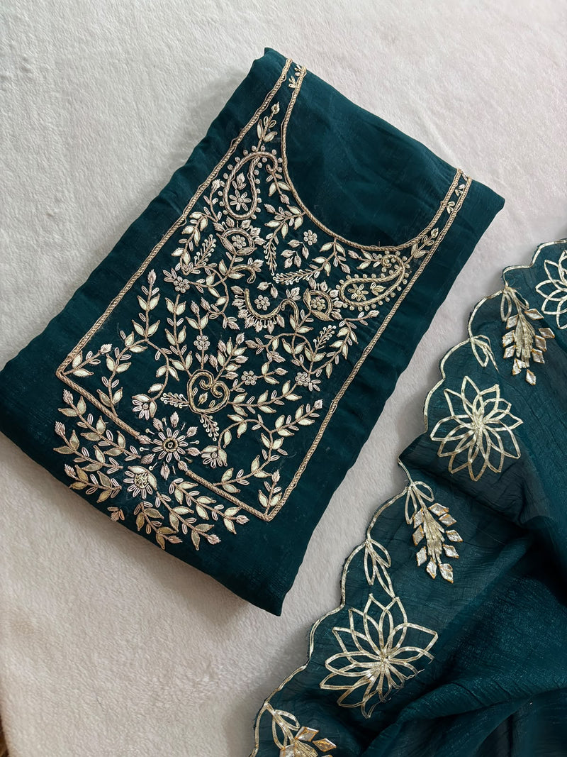 Tissue organza fabric kurta with zardogi handwork (TOZ02)