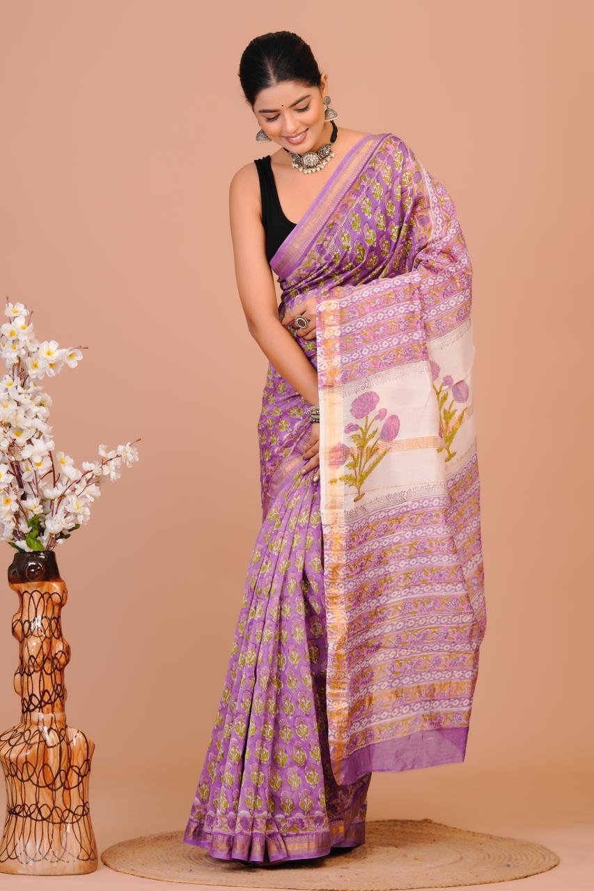 EXCLUSIVE HAND BLOCK PREMIUM MAHESWARI SILK SAREE (MSYS50)