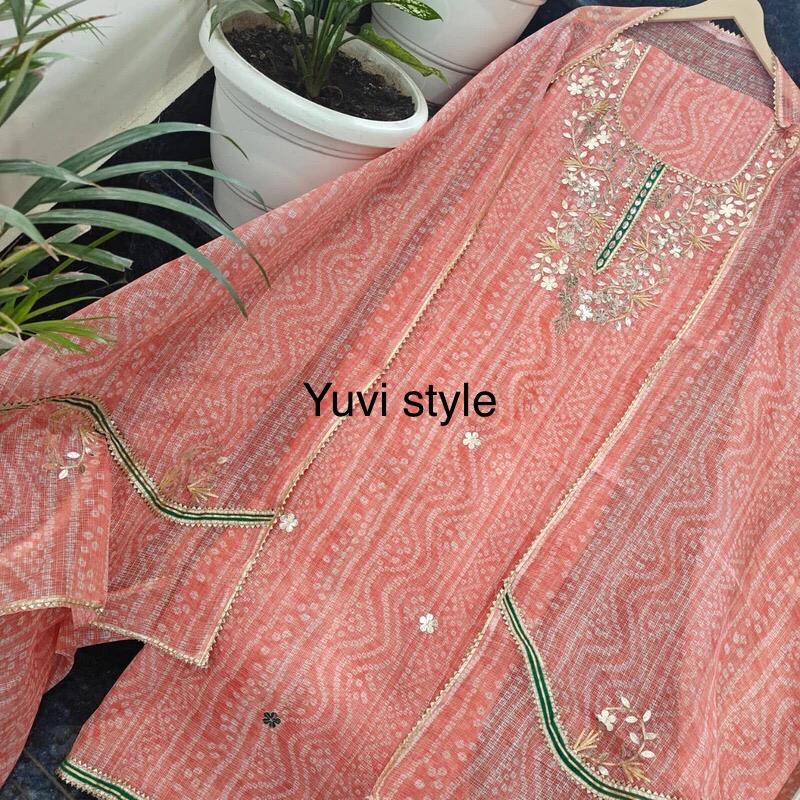 YUVI STYLE FULL KOTA DORIYA TOP AND DUPTTA SUIT WITH GOTA PATTI WORK (FKDYS59)