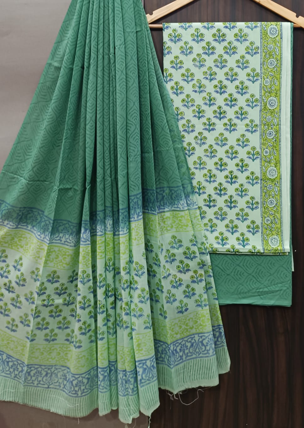 DESIGNER HAND BLOCK PRINT PURE COTTON SUIT WITH MULMUL DUPATTA (MALYS97)