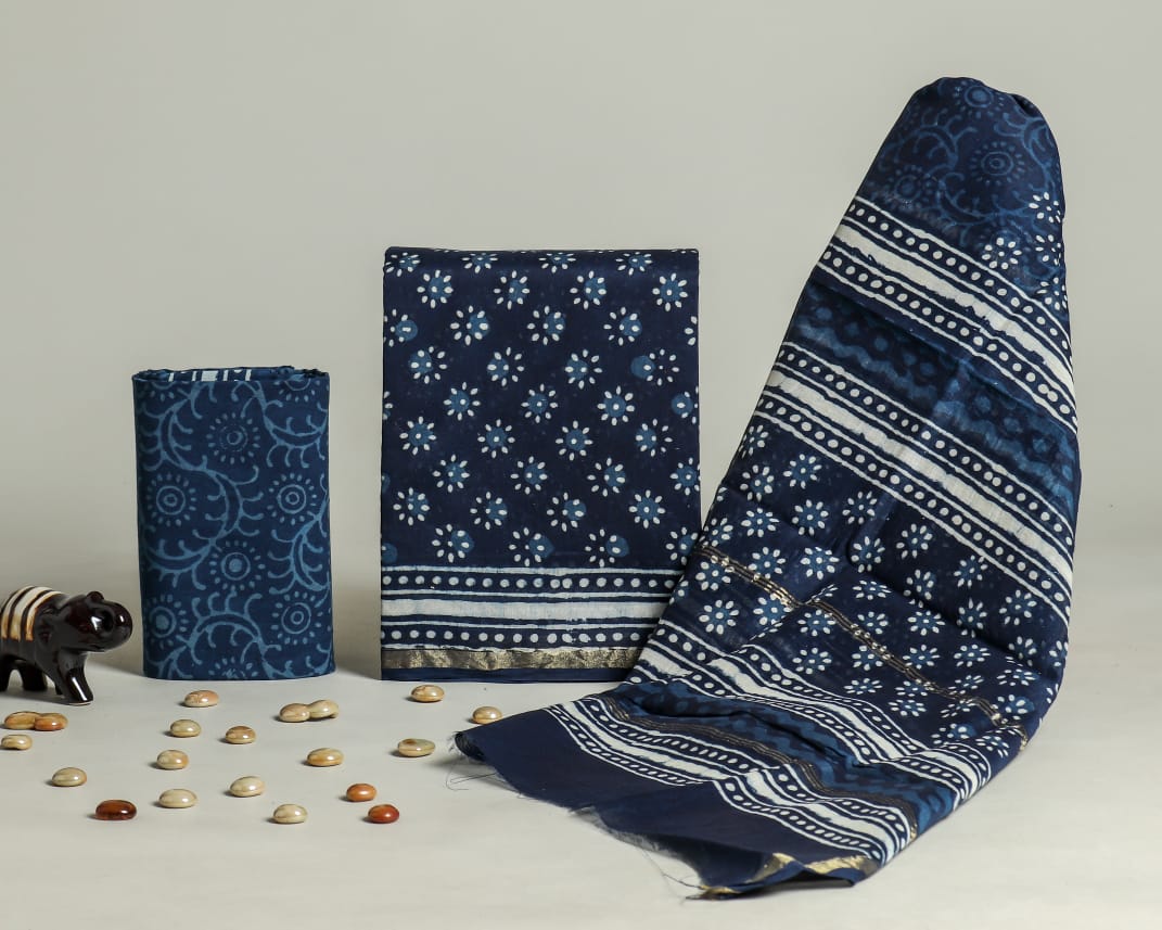 Designer Hand Block Print Chanderi Silk Suit set with Premium Chanderi Dupatta (CHDYS02)