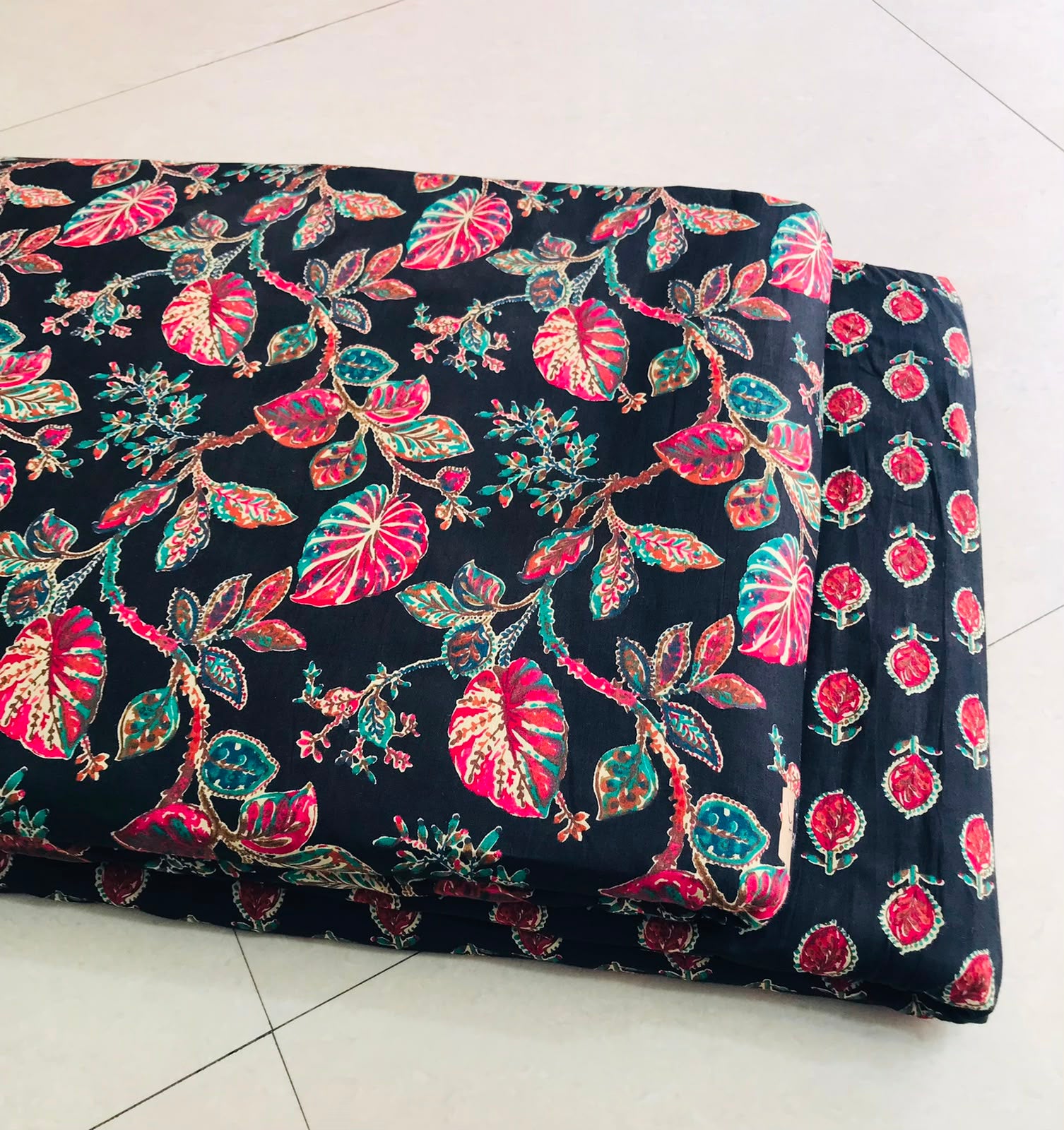 Traditional Hand block print Cotton top and bottom set (2PCYS60)