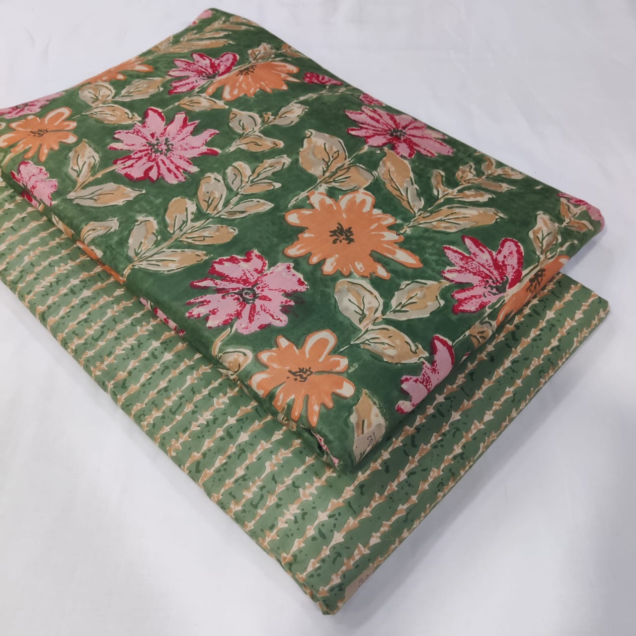 Traditional Hand block print Cotton top and bottom set (2PCYS19)