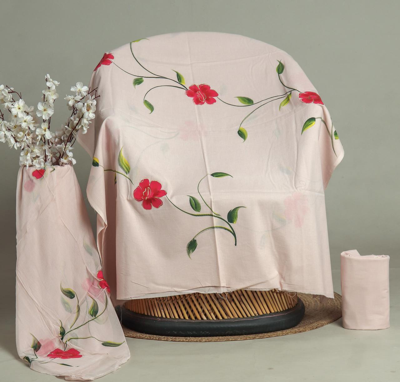 Designer Pure Cotton Suit with Chiffon Dupatta (PCHFYS179)
