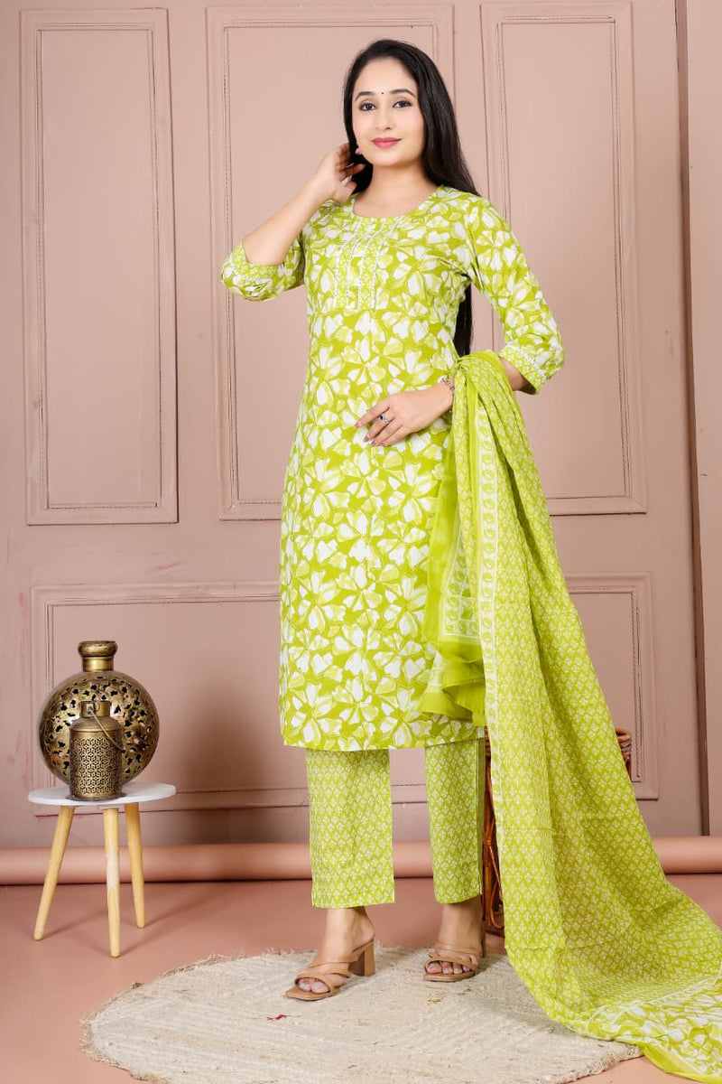Flower print cotton suit with mulmul dupatta (CSSYS04)