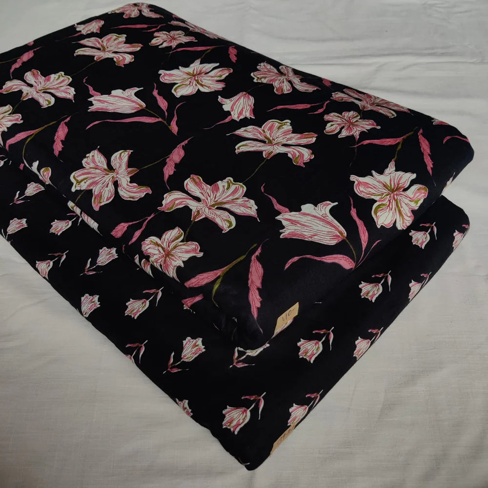 TRADITIONAL HAND BRUSH FLOWER PRINT COTTON TOP AND BOTTOM SET 2PCYS158)