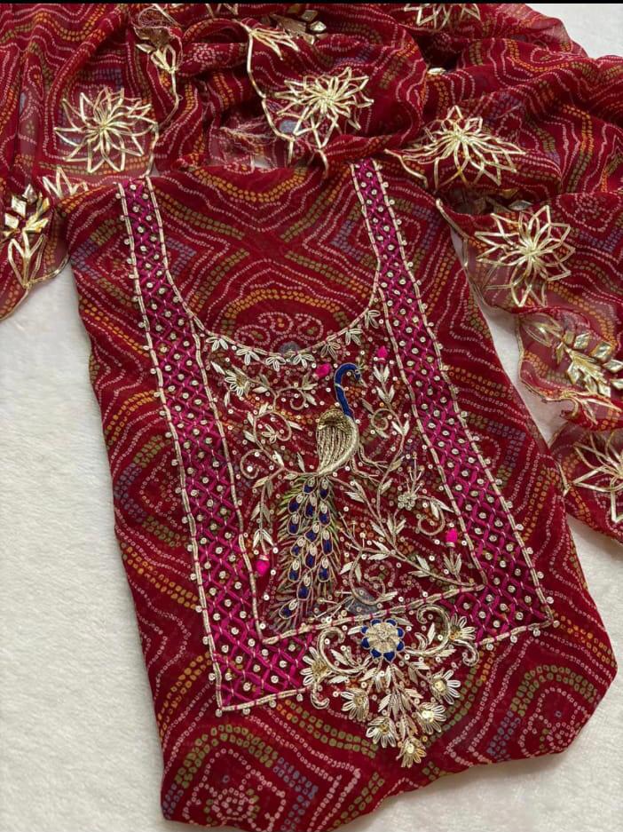 Premium Georgette fabric kurta with zardogi handwork (GBT100)