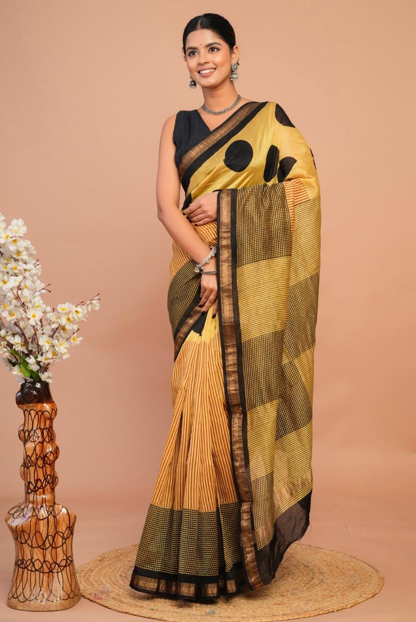 EXCLUSIVE HAND BLOCK PREMIUM MAHESWARI SILK SAREE ( MSYS37)