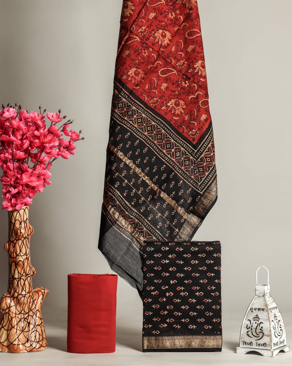 DESIGNER HAND BLOCK PRINT MAHESHWARI SILK SUIT SET (MSLYS62)