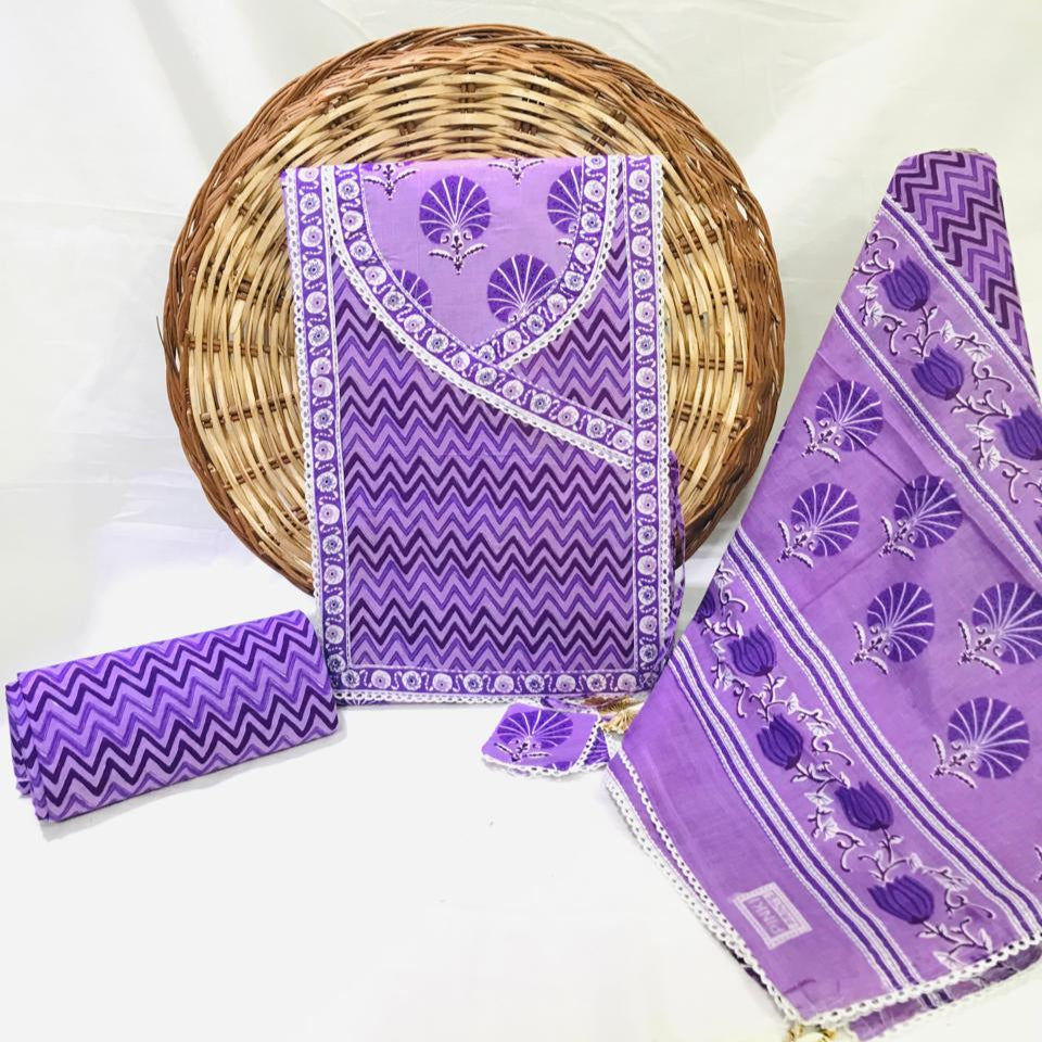 Jaipur Cotton Print Angrakha Unstitched Suit Set (ANGYS124)
