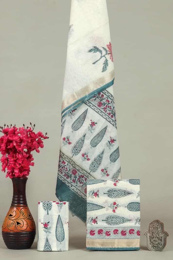 DESIGNER HAND BLOCK PRINT MAHESHWARI SILK SUIT WITH MAHESHWARI SILK DUPATTA (MSLYS188)