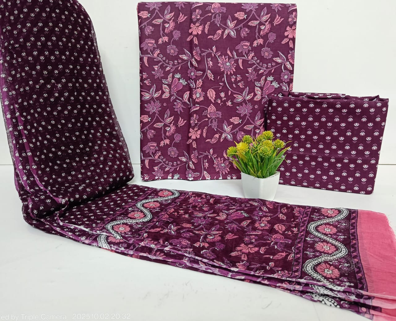 DESIGNER HAND BLOCK PRINT PURE COTTON SUIT WITH CHIFFON DUPATTA (PCHFYS137)