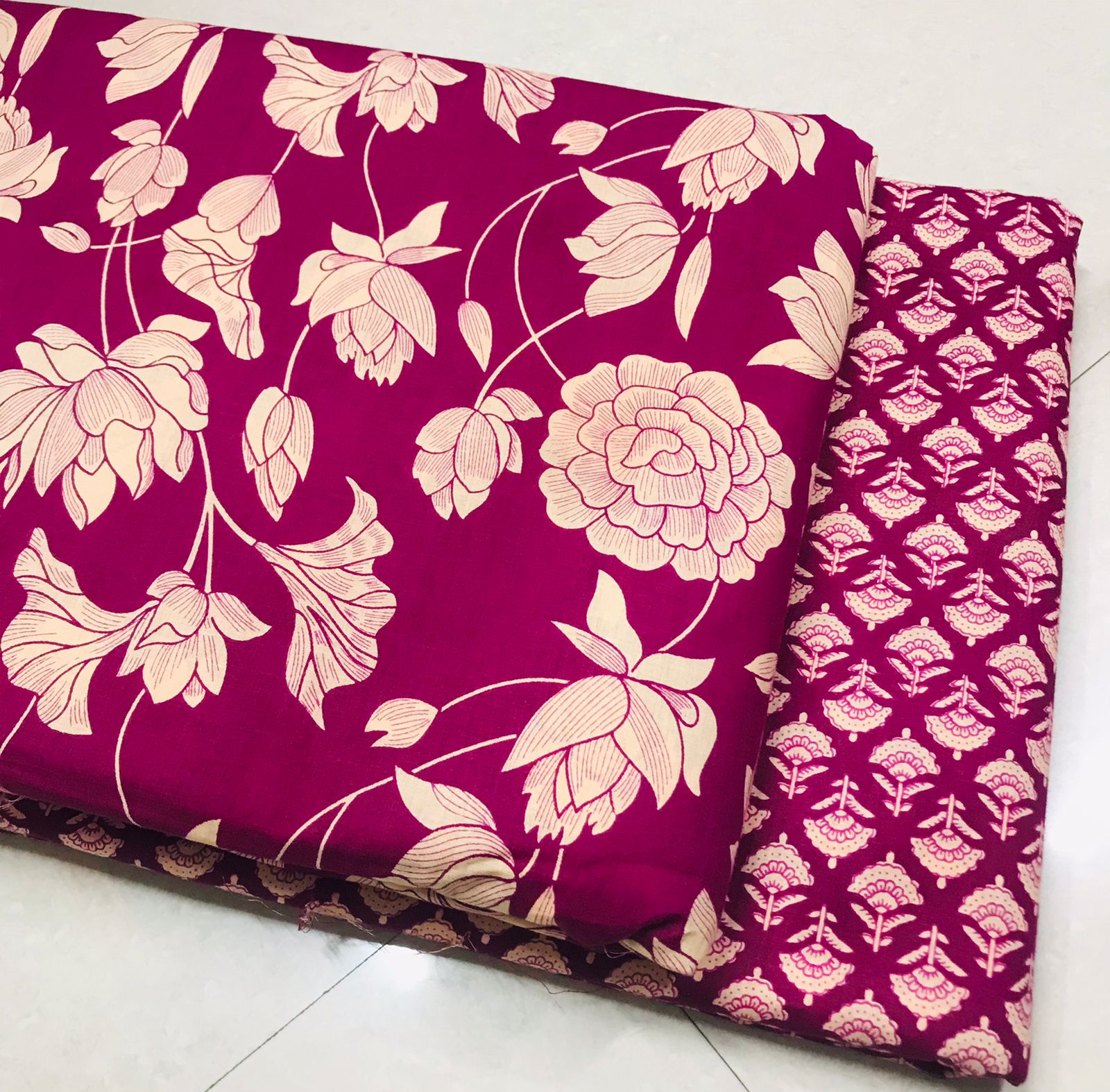 Traditional Hand block print Cotton top and bottom set (2PCYS84)