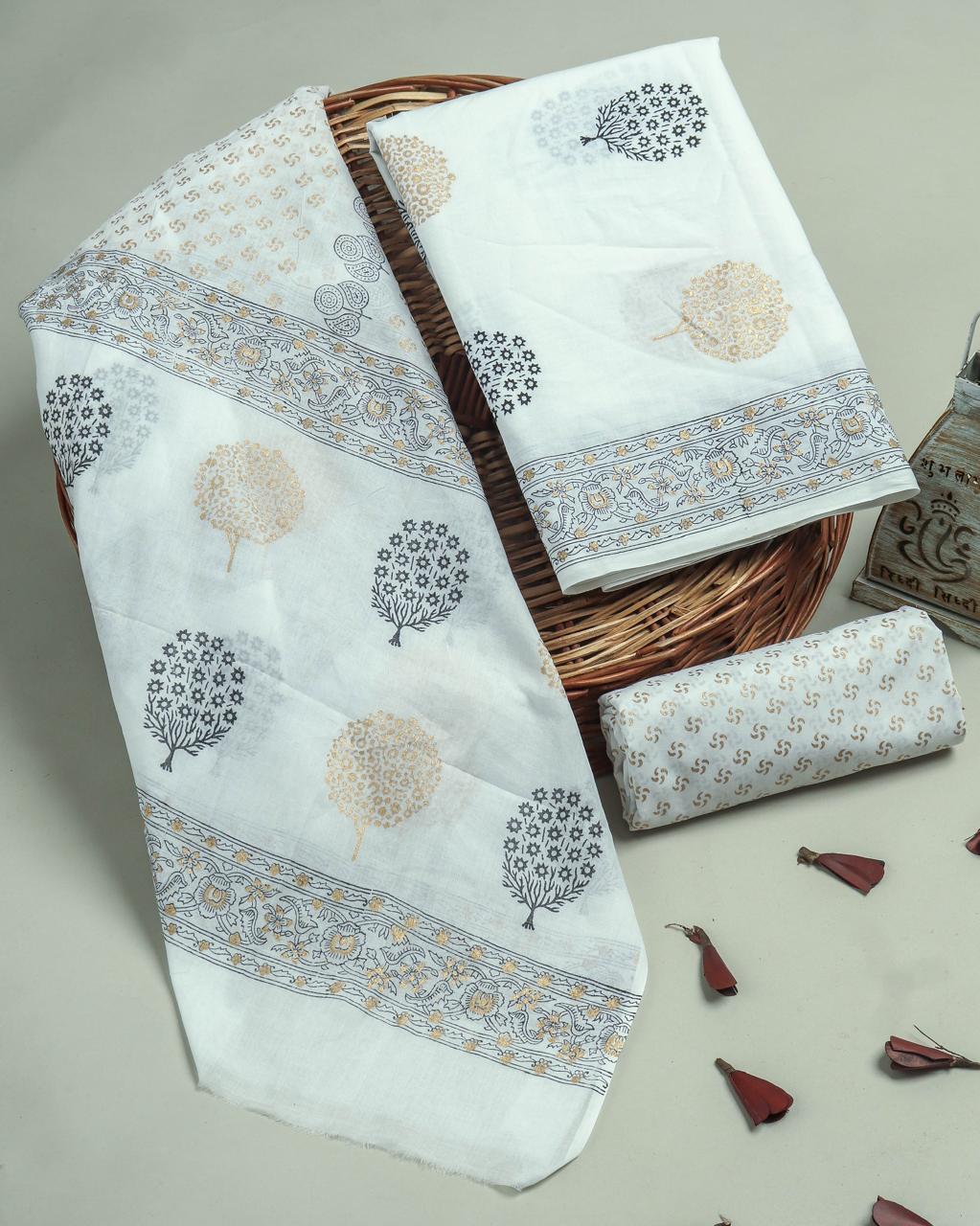 EXCLUSIVE HAND BLOCK PRINT PURE COTTON SUIT WITH COTTO MULMUL DUPATTA (MALYS234)