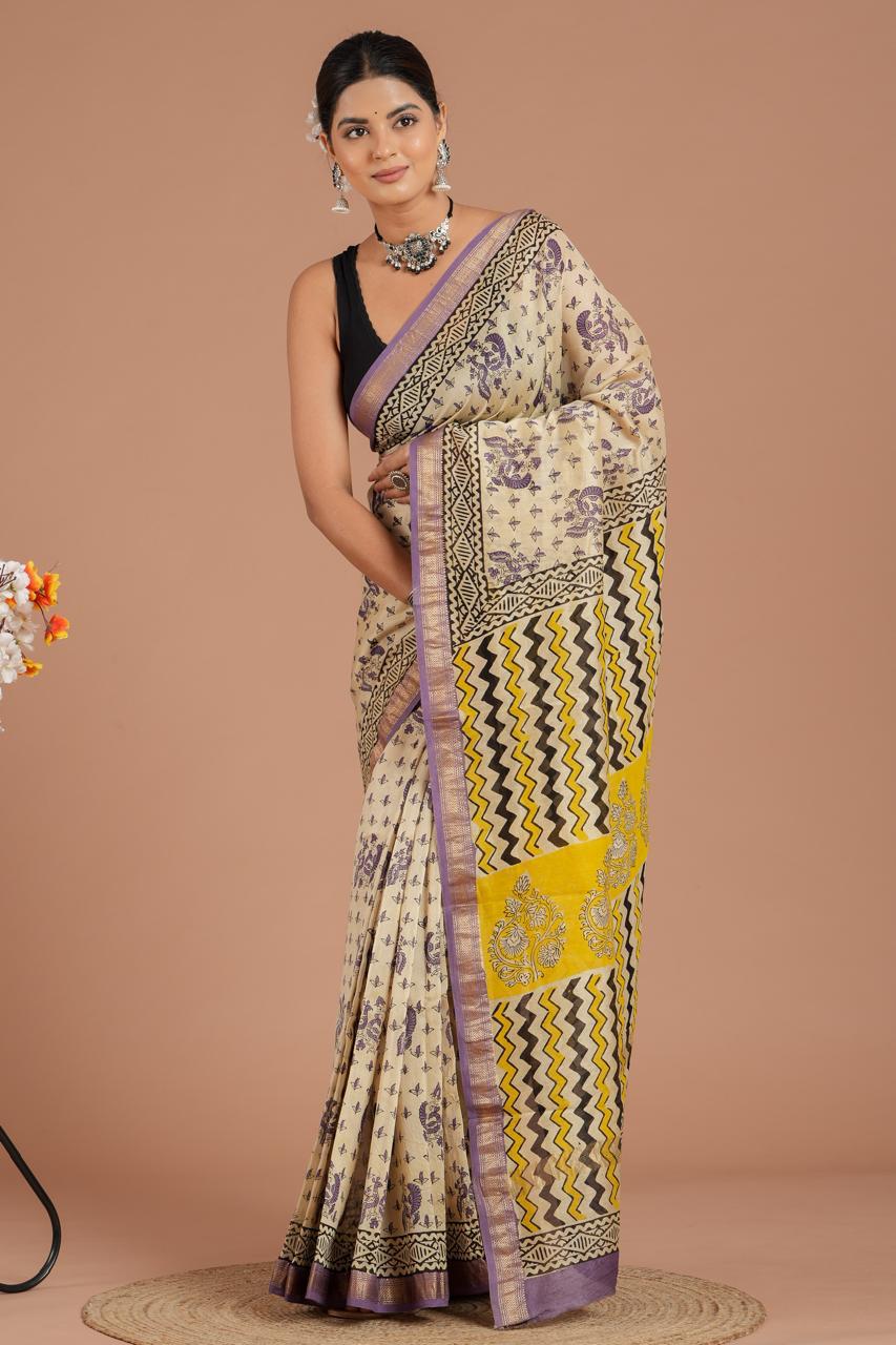 EXCLUSIVE HAND BLOCK PREMIUM MAHESWARI SILK SAREE ( MSYS46)