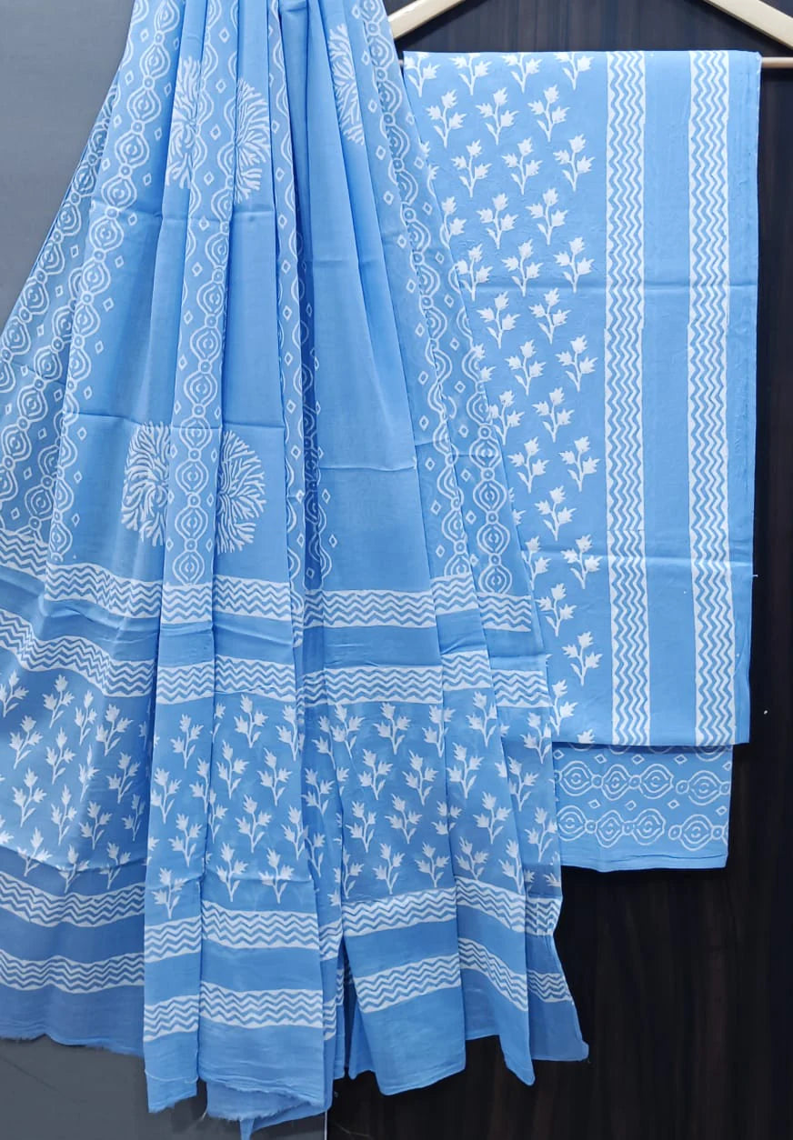 EXCLUSIVE HAND BLOCK PRINT PURE COTTON SUIT WITH COTTO MULMUL DUPATTA (MALYS131)