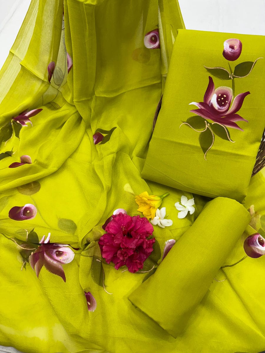 DESIGNER HAND BLOCK PRINT PURE COTTON SUIT WITH CHIFFON DUPATTA (PCHFYS172)