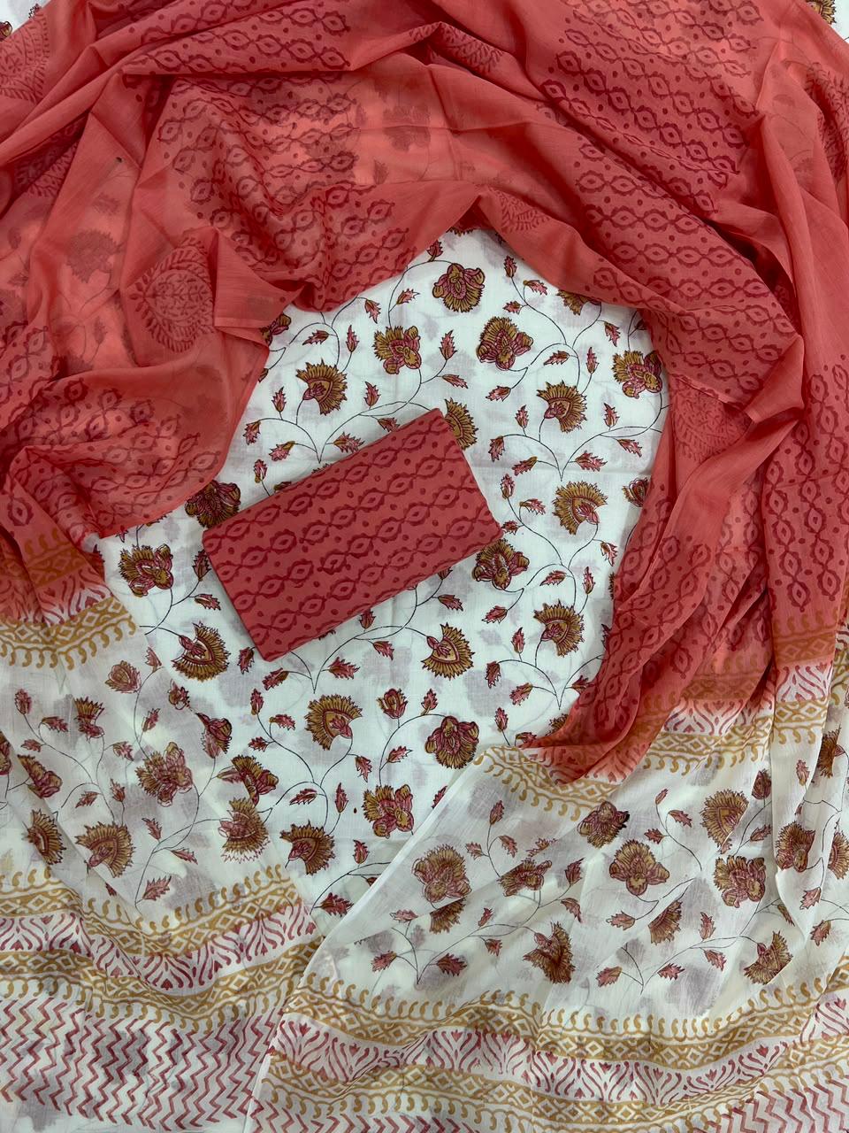 YUVI STYLE HAND BLOCK PRINT PURE COTTON SUIT WITH COTTO MMUL DUPATTA (MALYS228)
