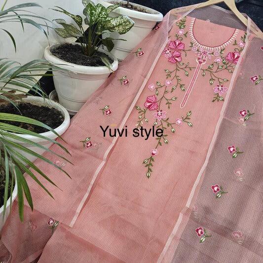 Yuvi Style Kota Doria Suit With Embroidery Work (FKDYS112)