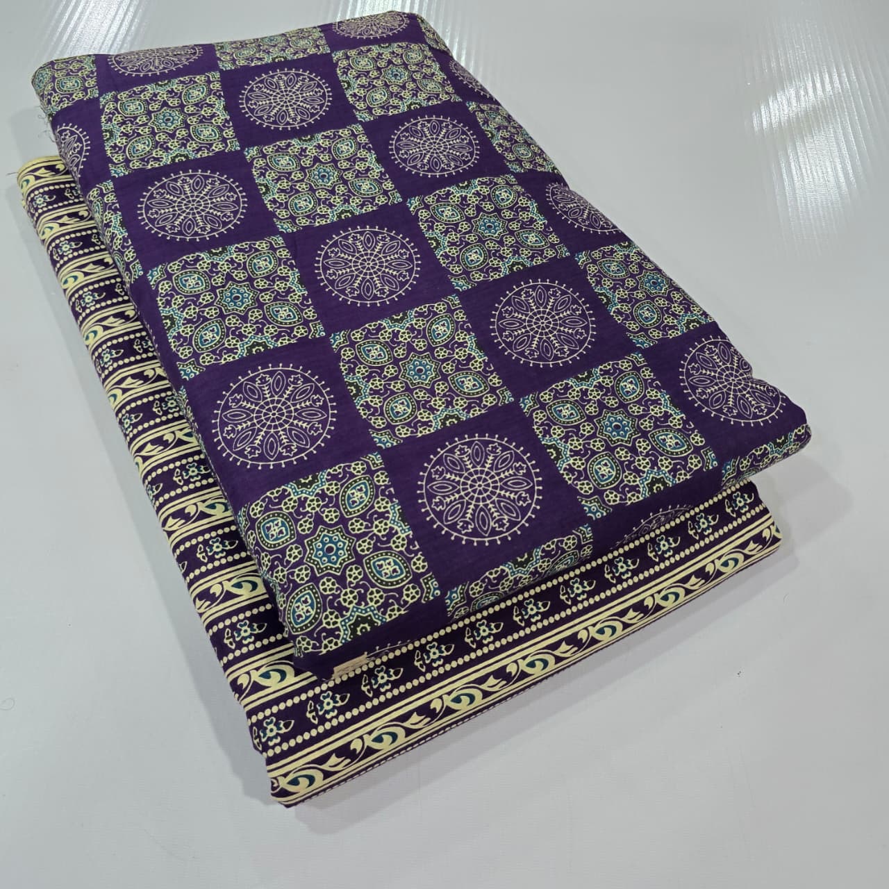 Traditional Hand block print Cotton top and bottom set (2PCYS77)