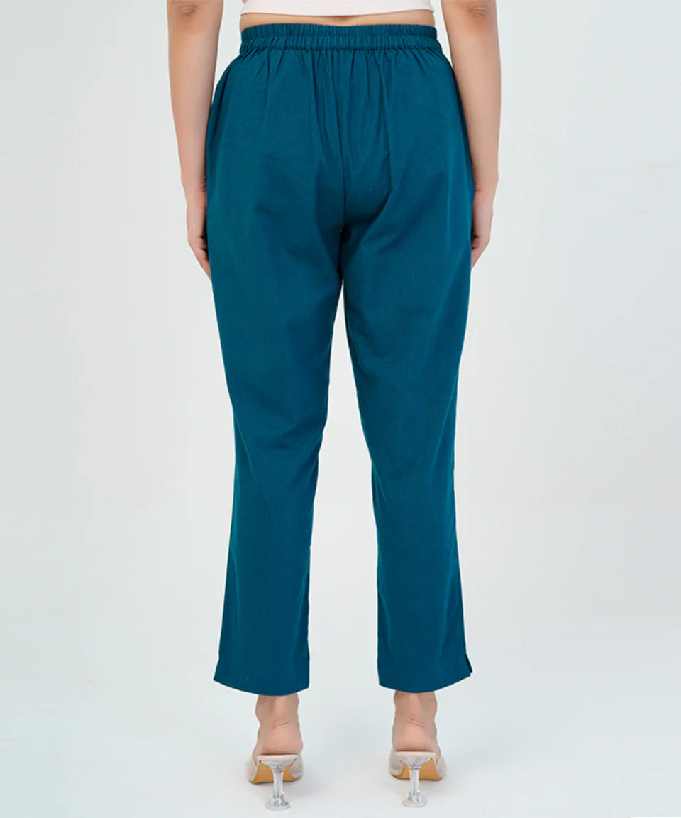 Peacock Blue Cotton Pant (SAYS07)